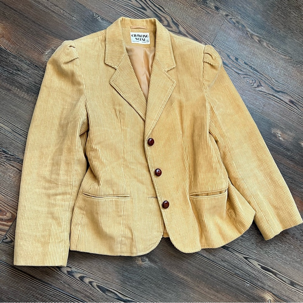 Vintage Yellow Corduroy Blazer Jacket